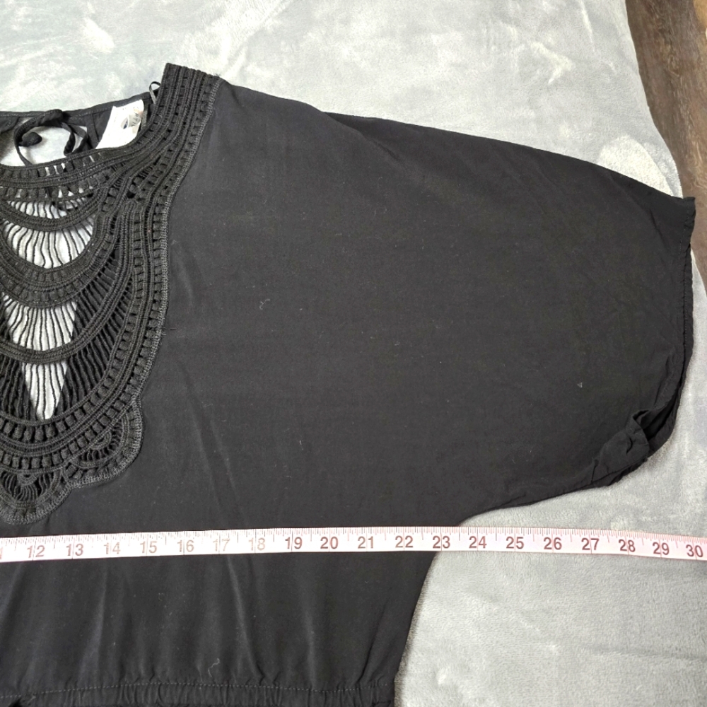 2/$30 Captiva Black Swim Beach Cover Up Womens Size M Crochet Detail Resortwear - Picture 7 of 15